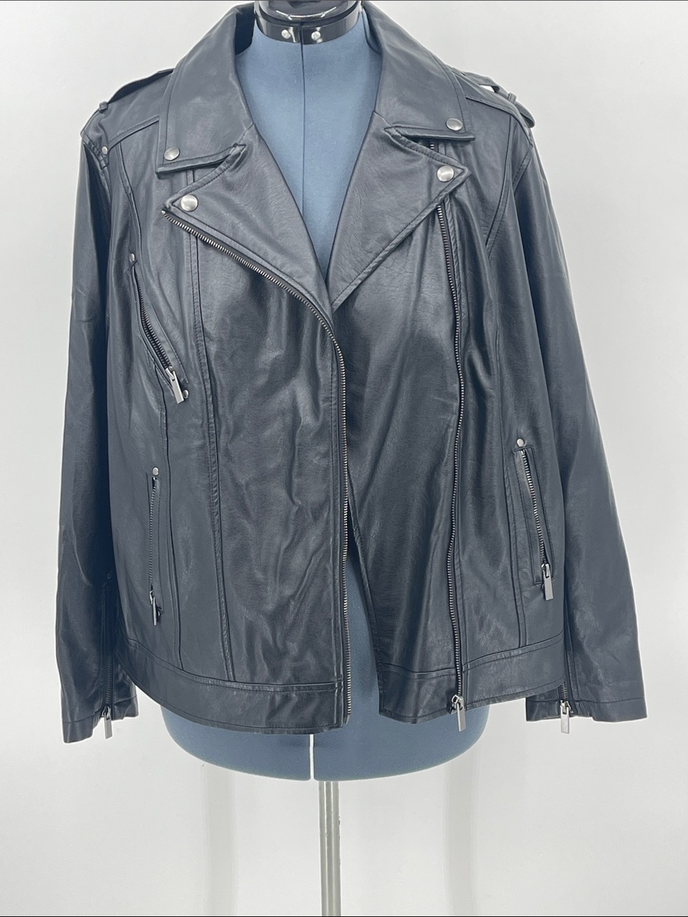 ELLOS Black  Moto Jacket with Zip Details WOMENS 18